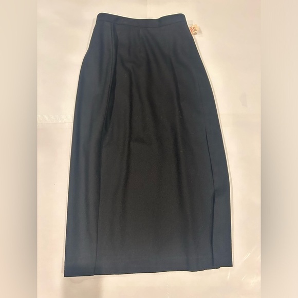 Isaac Hazan Midi Skirt Wool Women’s 10 Black Side Slit Zipper Button - Picture 2 of 12